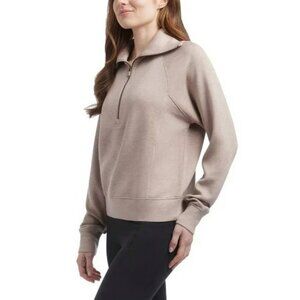 Danskin Women's 2X Luxe Half Zip Pullover Sweatshirt Chai Heather M0584